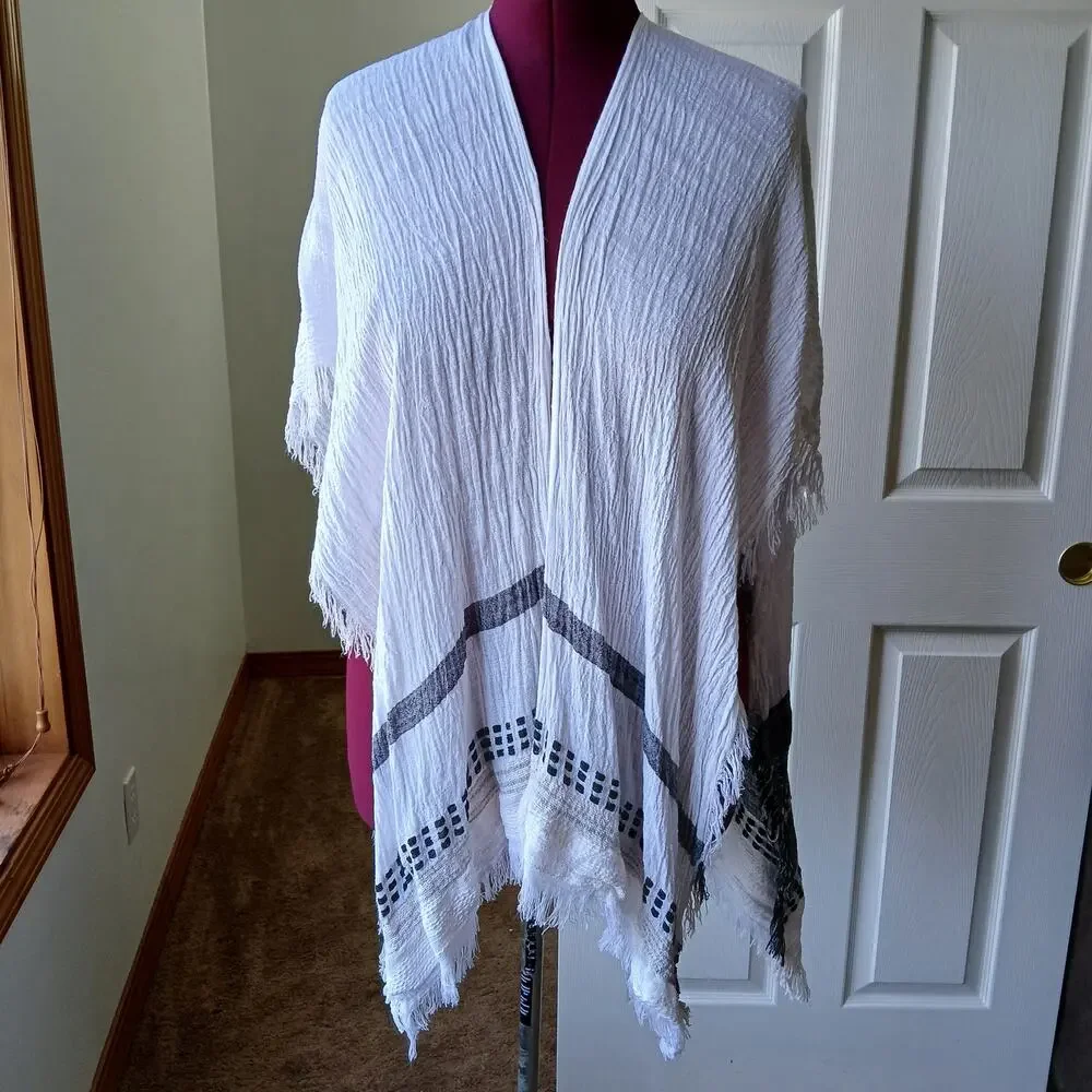 Echo Lightweight Gauze Caftan Shawl OSFA rayon cotton woven poncho scarf wrap